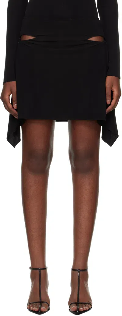 Courrèges Black Zipped Creme Miniskirt In 9999 Black