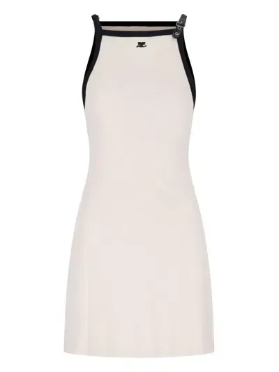 Courrèges Contrast Mini Dress In Beige