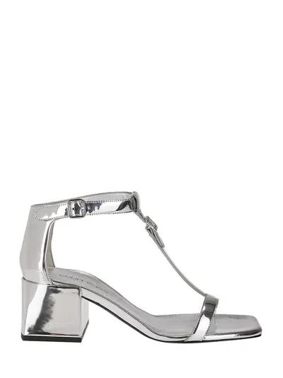 Courrèges Double Buckle Mirror Sandals In Silver