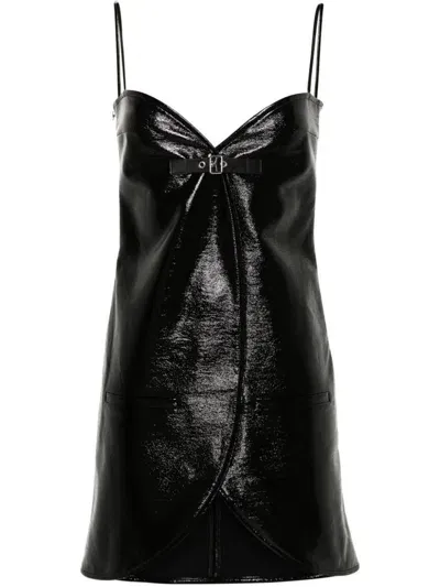 Courrèges Crinkled Finish Knee Length Dress In Black