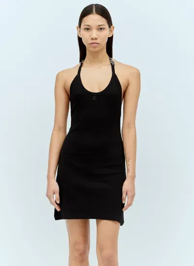 Courrèges Holistic Buckle 90`s Ribs Dress In Black