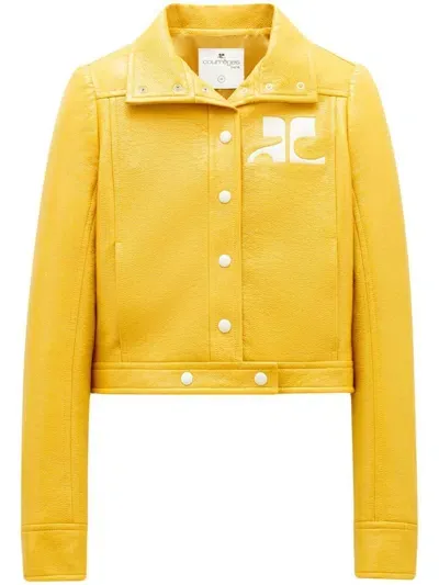 Courrèges Iconique Vinyl Jacket In Yellow