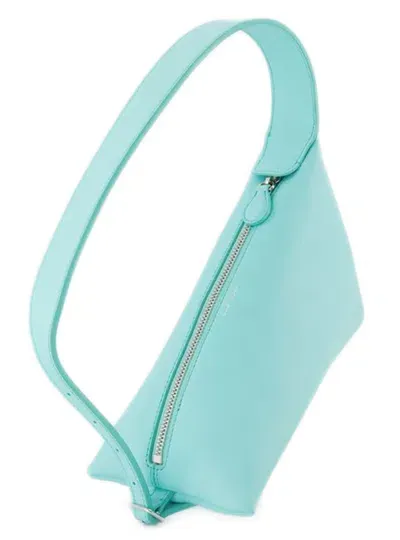 Courrèges Hand Bag In Cyan Leather In Blue