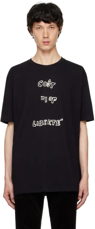 Cout De La Liberte Black Freddie Upside Down T-shirt In Black-white