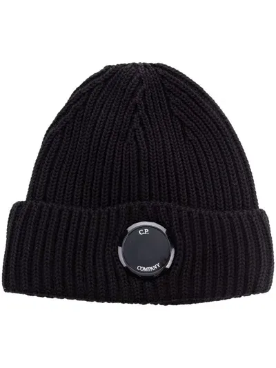 C.p. Company C.p.company Lens Wool Beanie In Blue