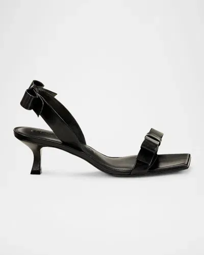 Cult Gaia Tyla Leather Bow Slingback Sandals In Black