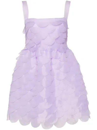 Cynthia Rowley Scallop Organza Mini Dress In Purple