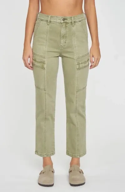 Daze High Waist Crop Cargo Jeans In Matcha