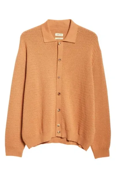 De Bonne Facture Honeycomb Knit Cardigan In Sienna