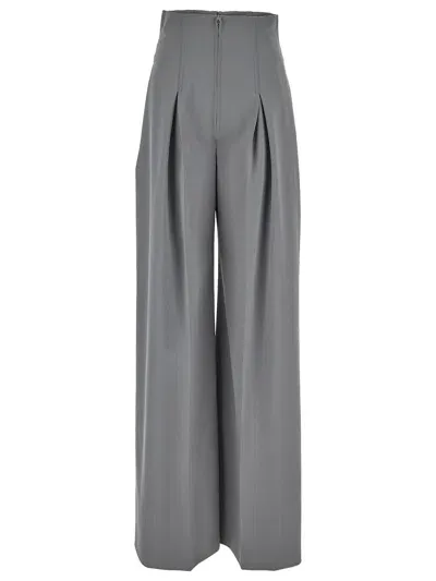 Del Core Corset-waist Wool-blend Wide-leg Pants In Grey