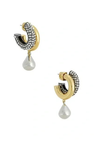 Demarson Dezi Earrings In 12k Shiny Gold  Hem  & Crystal