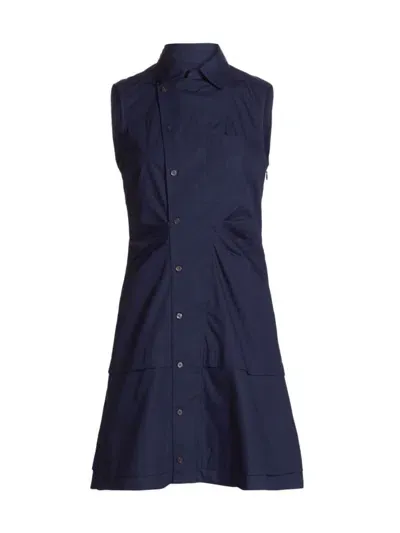 Derek Lam 10 Crosby Satina Mini Shirtdress In Navy