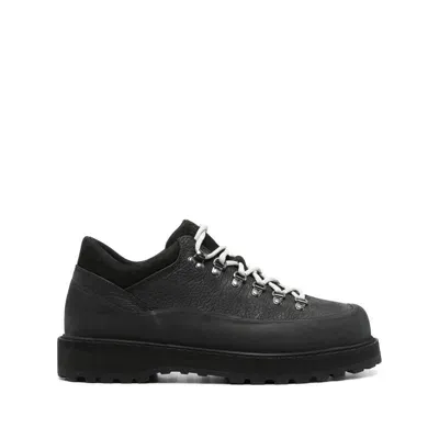 Diemme Cornaro Gomma Rubber And Suede-trimmed Full Grain-leather Sneakers In Black