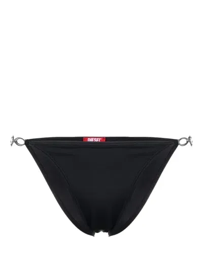 Diesel D Logo Plaque Bikini Bottoms In Black  