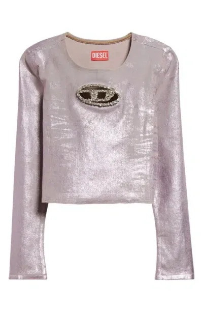 Diesel De-top1-fsd Crystal-embellished Top In Pink