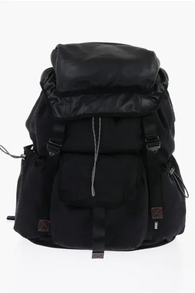 Diesel Logoed Utlt Backpack With Outer Pockets In Black