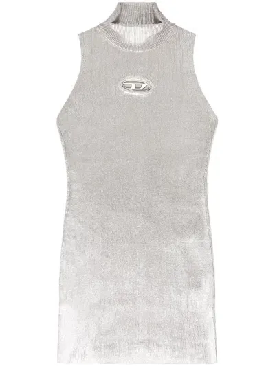 Diesel M-onervax Mini Dress In Silver