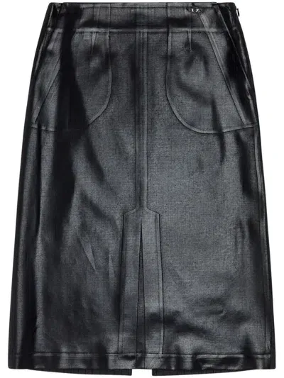 Diesel O-rion Faux-leather Midi Skirt In Black