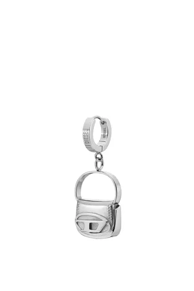 Diesel Stainless Steel Drop Earring In Silver