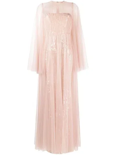 Dina Melwani Sequin-embellished Tulle Gown In Pink