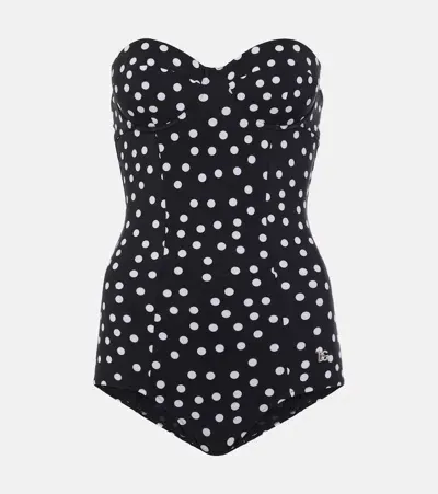 Dolce & Gabbana Polka-dot Swimsuit In Black