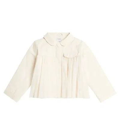 Donsje Kids' Girls Ivory Cotton Twill & Tulle Jacket