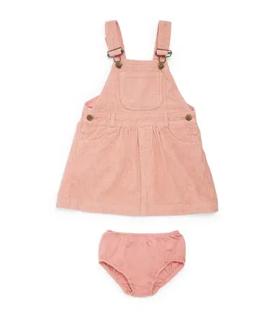 Dotty Dungarees Kids' Corduroy Dungaree Dress In Pink