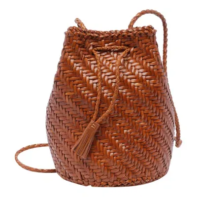 Dragon Diffusion Pompom Double Jump Bucket Bag In Brown