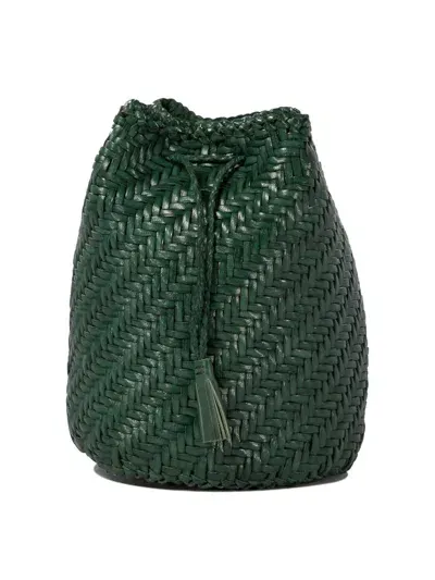 Dragon Diffusion Pompom Double Jump Bucket Bag In Green