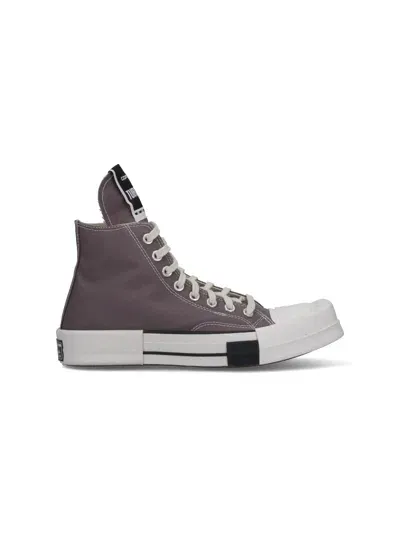 Drkshdw Turbodrk Dark Grey High-top Sneakers With Chunky Sole In Canvas Man