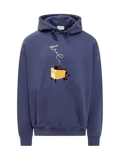 Drôle De Monsieur Graphic-print Cotton Hoodie In Blue