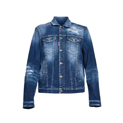 Dsquared2 Distressed Denim Jacket In Blue