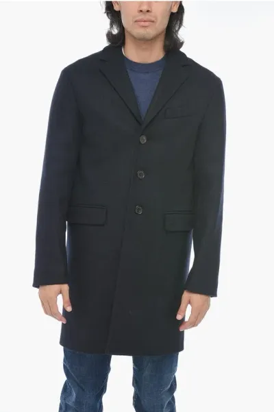 Dsquared2 Virgin Wool Coat With Flap Pockets In Blue