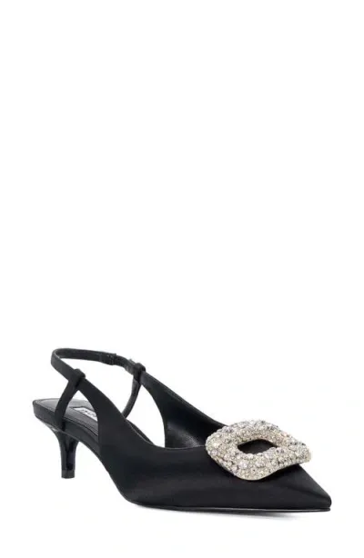 Dune London Centrepiece Slingback Pointed Toe Kitten Heel Pump In Black