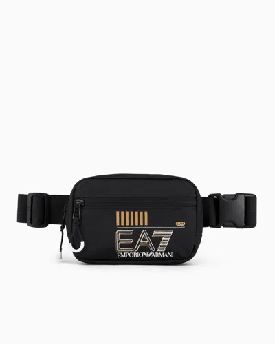 Ea7 Asv Recycled-fabric Train Core Belt Bag In Schwarz