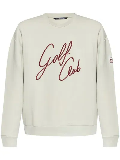 Ea7 Slogan-embroidered Sweatshirt In Neutrals