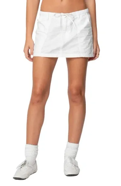 Edikted Crinkle Cotton Miniskirt In White