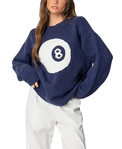 Edikted Magic 8 Oversized Chunky Knit Sweater In Navy