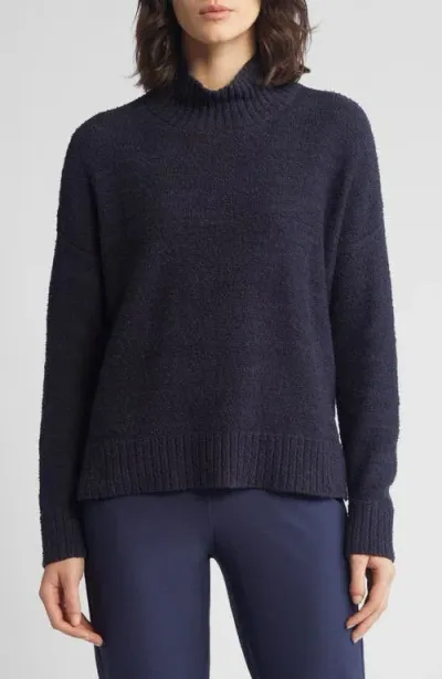 Eileen Fisher Boxy Mock Neck Organic Cotton Sweater In Nocturne