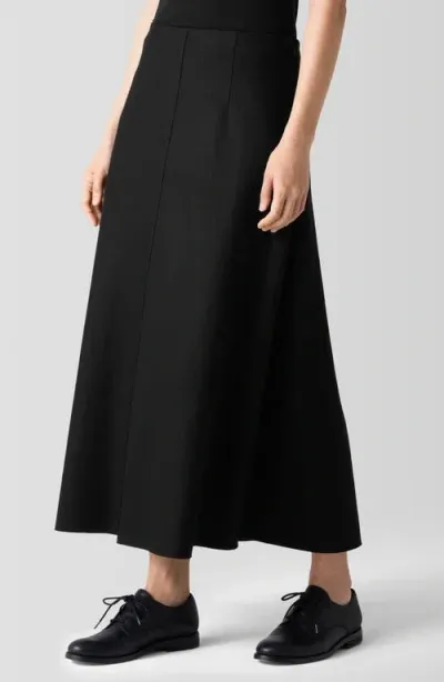 Eileen Fisher Felted Wool Jersey A-line Skirt In Black