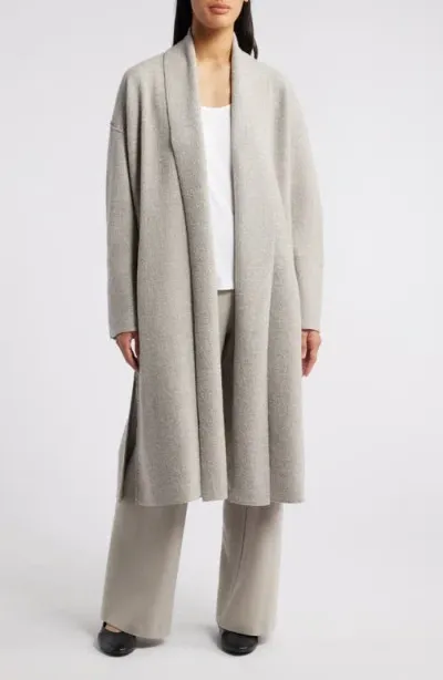 Eileen Fisher High Collar Wool Felted Coat In Dove