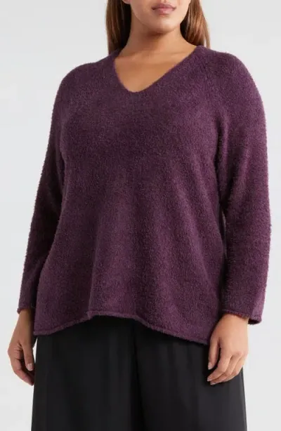 Eileen Fisher Organic Cotton Bouclé Sweater In Violet