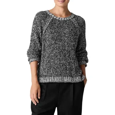 Eileen Fisher Raglan Sleeve Organic Cotton Sweater In Black