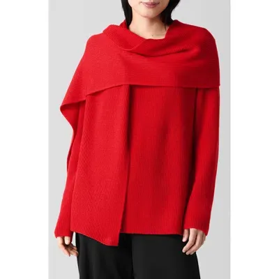 Eileen Fisher Wool Scarf In Red Poppy