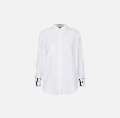 Elisabetta Franchi Logo-print Cotton Shirt In White