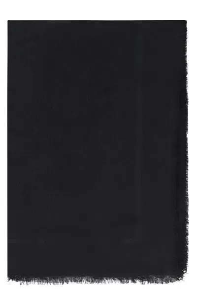 Elisabetta Franchi Jacquard Logo Lettering Rectangular Scarf In Black