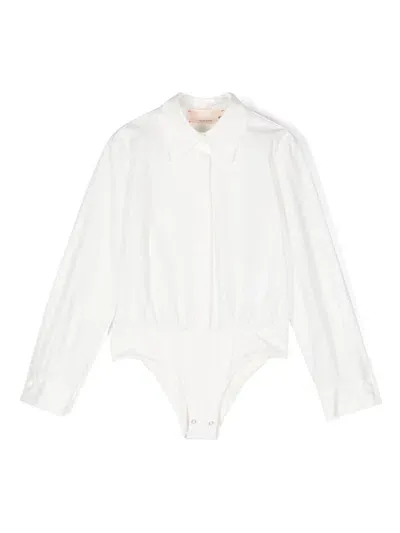 Elisabetta Franchi La Mia Bambina Kids' Logo-embroidered Bodysuit In White