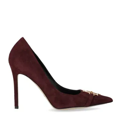 Elisabetta Franchi 105mm Logo-plaque Suede Pumps In Red