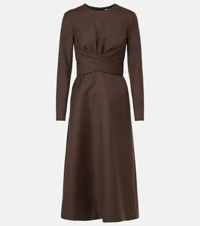 Emilia Wickstead Elta Wool Midi Dress In Brown