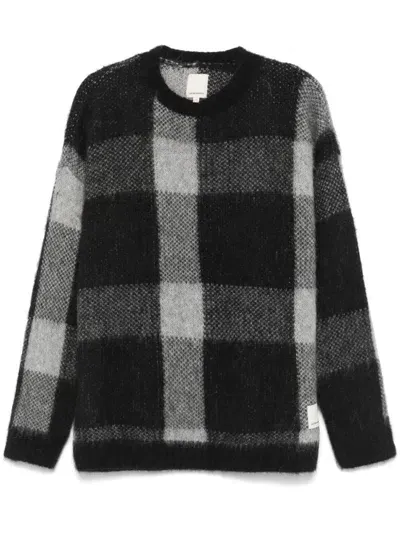 Emporio Armani Checked Sweater In Black